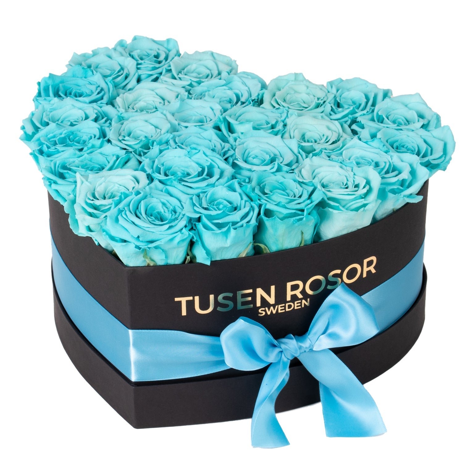 Turkosblå evighetsrosor | Hjärtbox